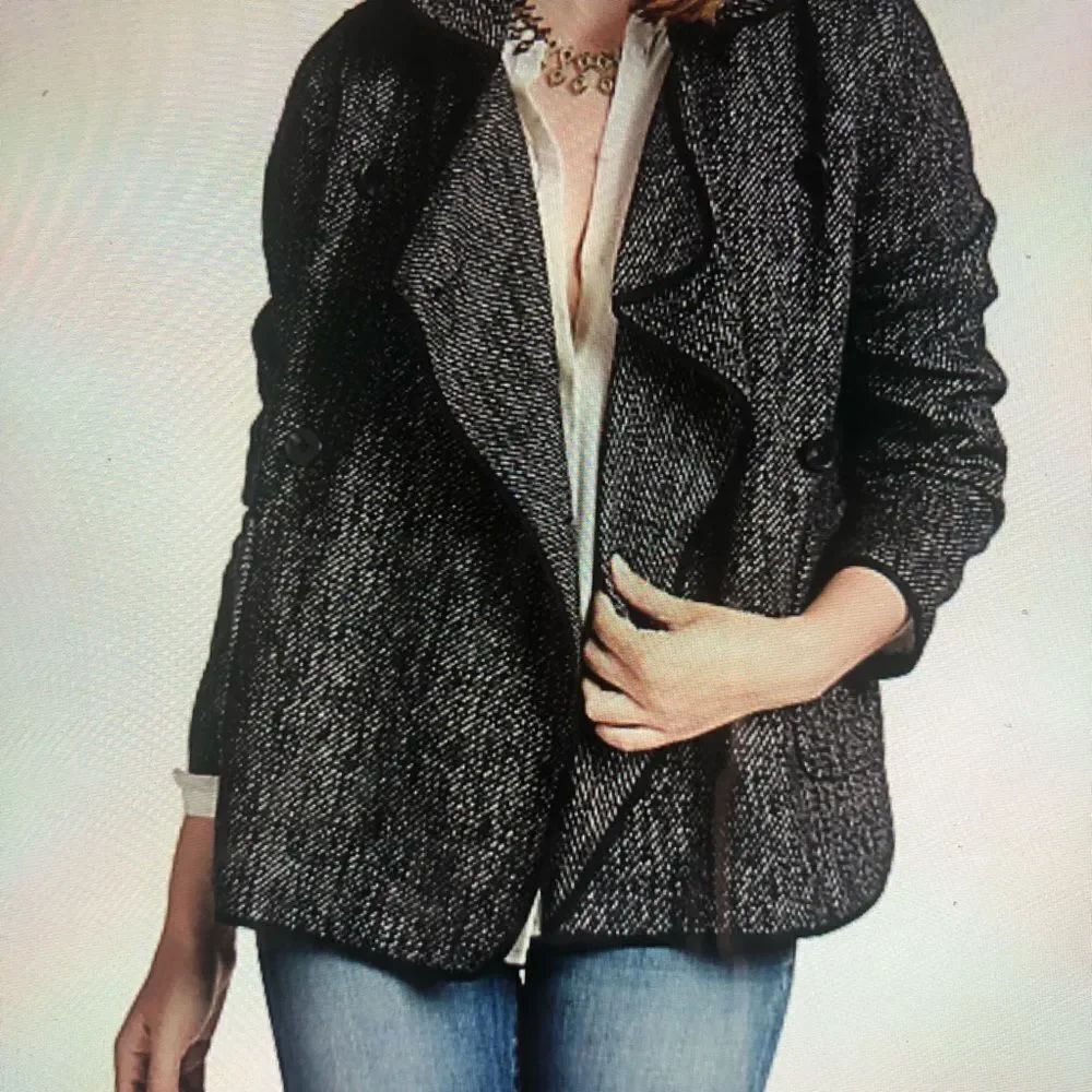 Lucky Brand black/gray drapy front wool jacket XS